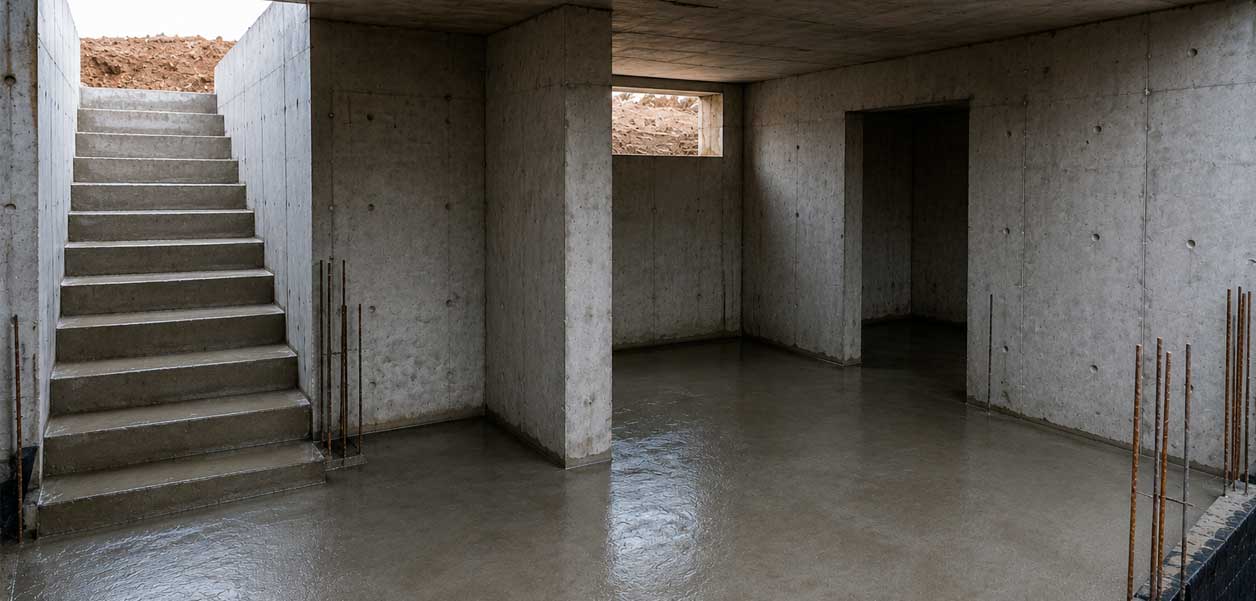 Готовая бетонная смесь для пола, стен и плиты подвального помещения